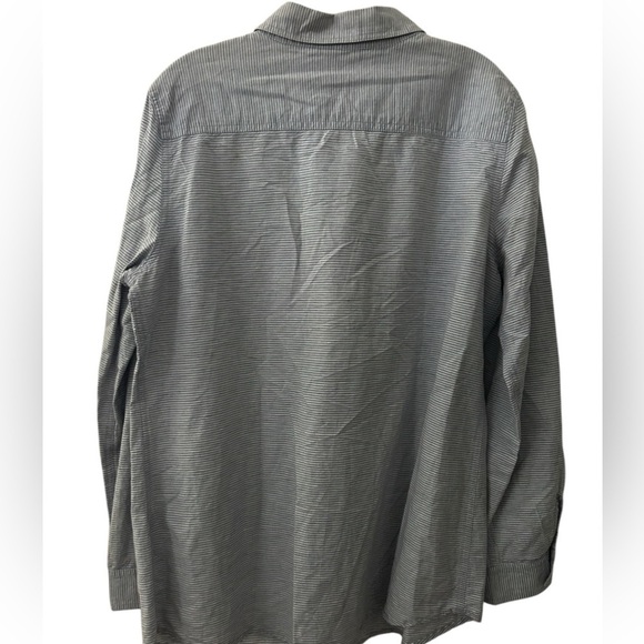 J.McLaughlin Linen Relaxed Button Up Blue Stripes Shirt Women's XL - Picture 2 of 6